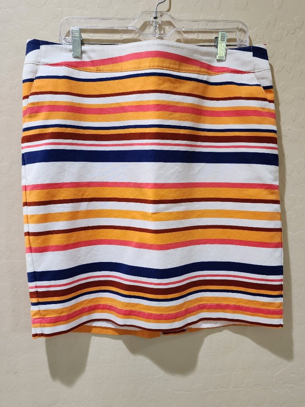 Women's Colorful Stripe Side Pockets Fully Lined Size 16 Skirt Nautical Summer